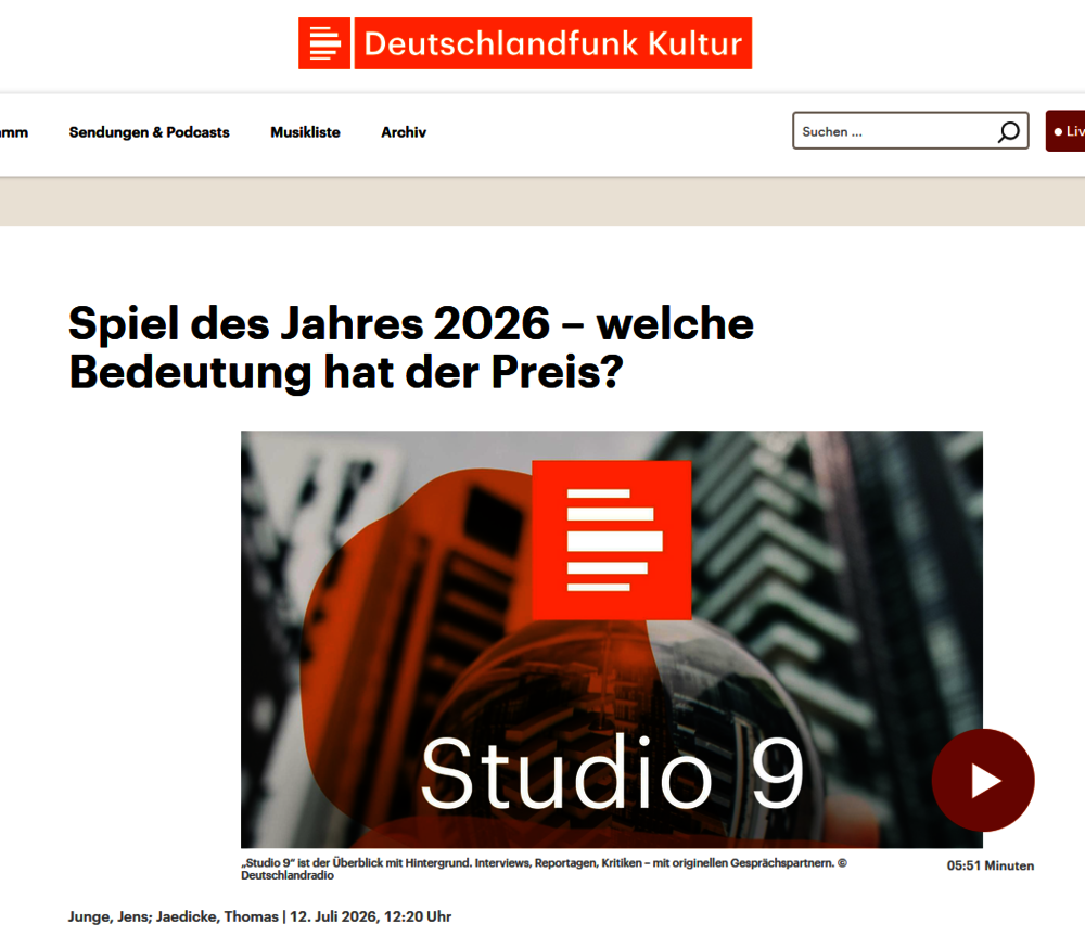 Deutschlandfunk Kultur Spiel des Jahres 2026 Deutschlandfunk Kultur Spiel des Jahres 2026