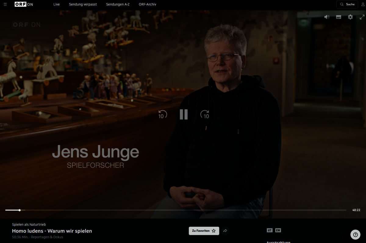 ORF TV Homo ludens Jens Junge 2026 ORF TV Homo ludens Jens Junge 2026