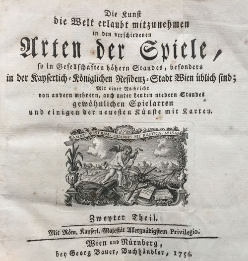 Buch: "Arten der Spiele", 1756, Wien und Nürnberg