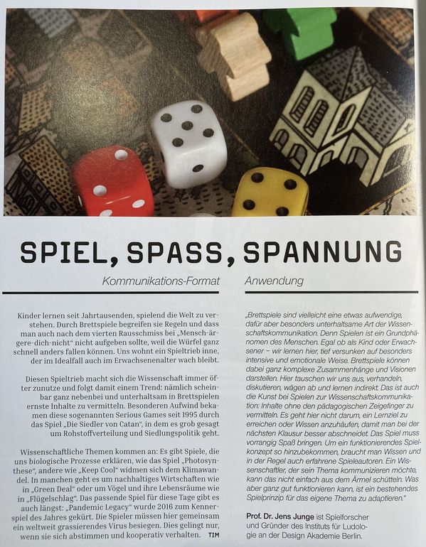 Ludologie Presse: Deutsche Universitätszeitung DUZ: Spiel, Spass, Spannung