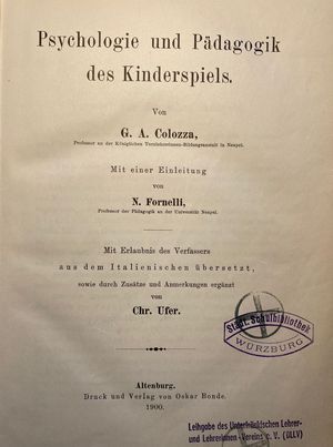 Buch: "Psychologie und Pädagogik", von Giovanni Antonio Colozza, 1895 und 1900