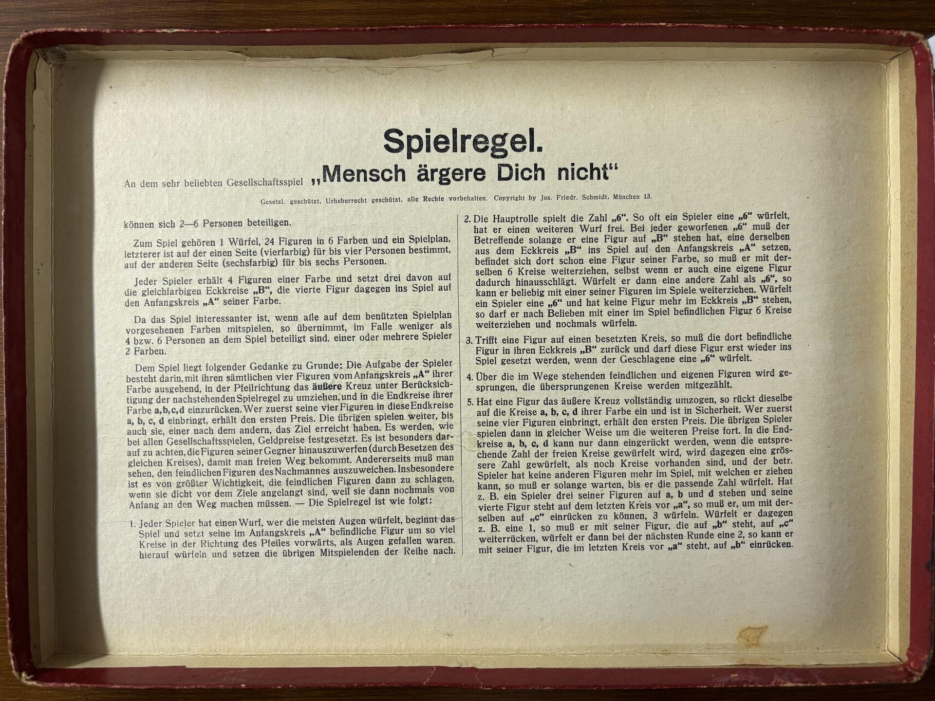 Spielregel Mensch-ärgere-Dich-nicht 1929