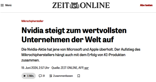 Nvidia wertvollstes Unternehmen