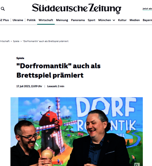Süddeutsche Zeitung, Spiel des Jahres, Dorfromantik
