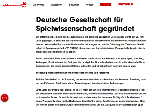 Spielwarenmesse Spielwissenschaft