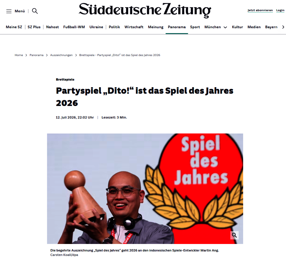 dpa SZ Spiel des Jahes 2026 dpa SZ Spiel des Jahes 2026