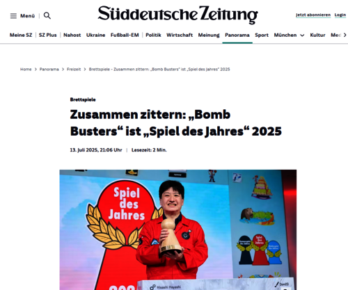 SZ Spiel des Jahres 2025